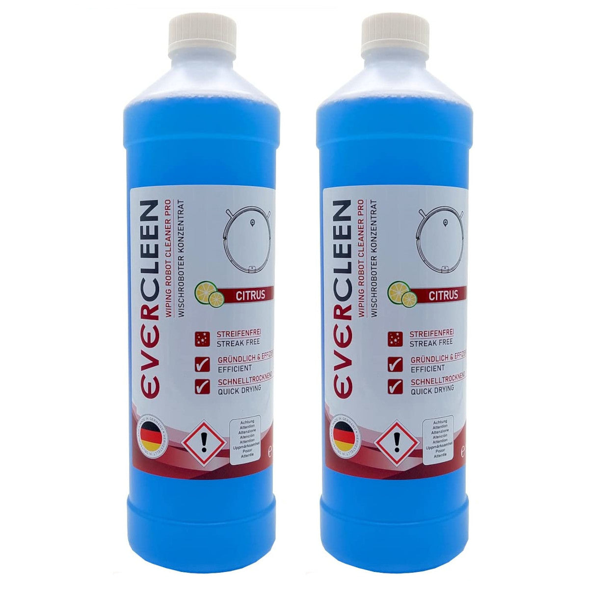 EVERCLEEN Wischroboter Reiniger Konzentrat 2x 1000ml Bodenreiniger für Wisch- & Saugroboter.
